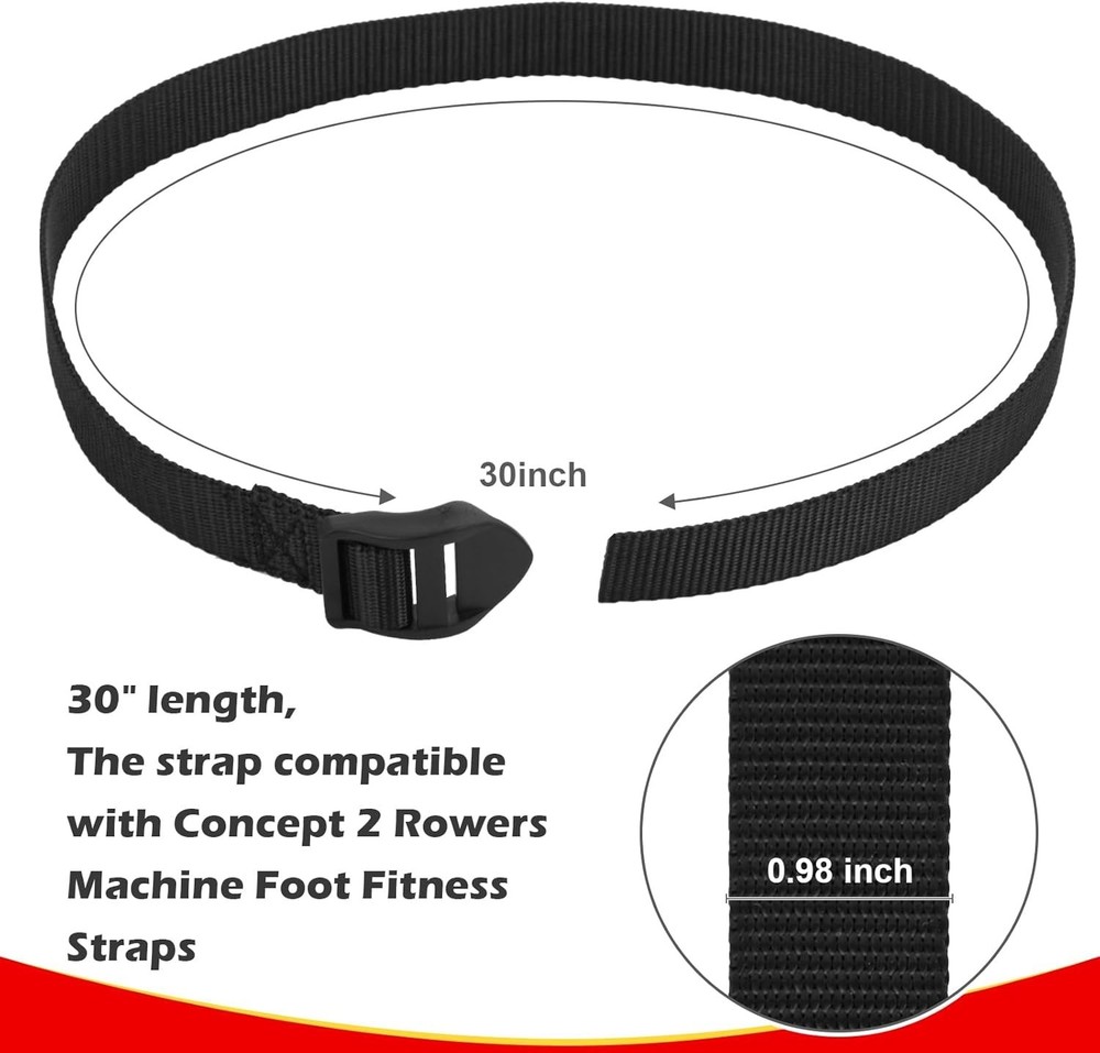 Comfort Fit Rowing Machine Foot Straps for Concept 2 Models D & E - Easy Install