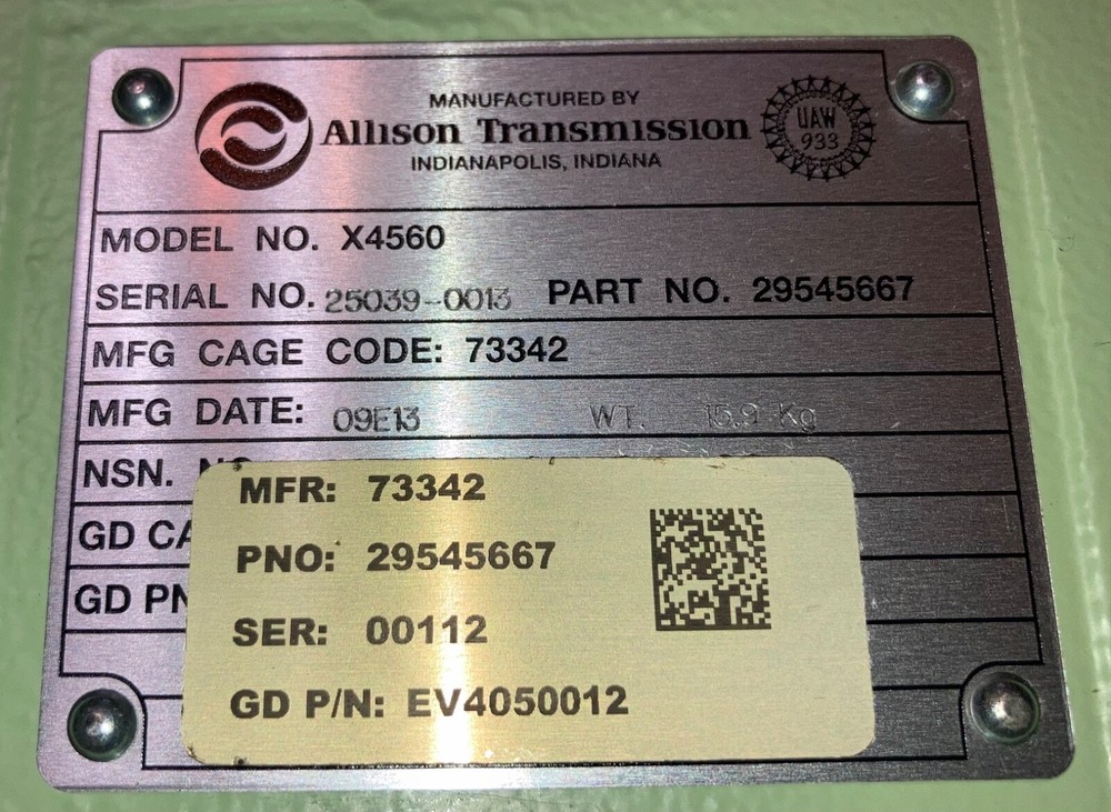 GENERAL DYNAMICS MILITARY VEHICLE ALLISON TRANSMISSION ELECTRONIC CONTROL MODULE