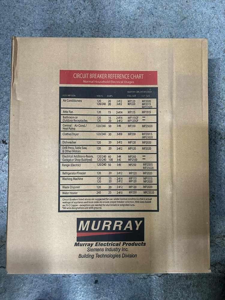 Murray Panel LC110DFCGP 100 Amps Main Breaker