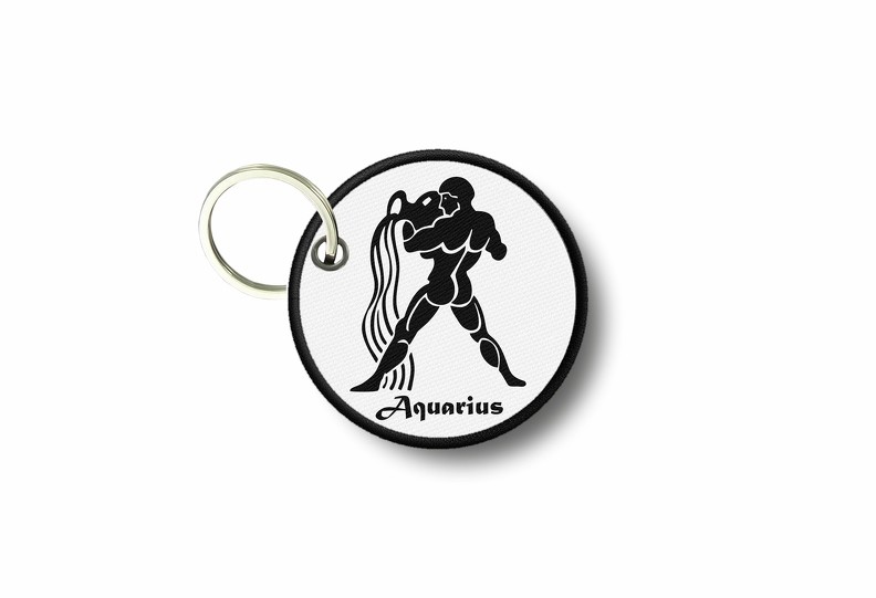 Zodiac Sign Aquarius Embroidered Keychain Patch
