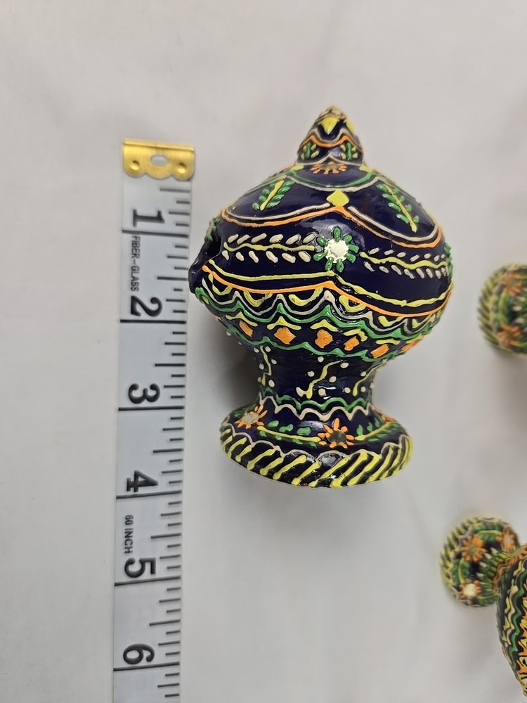 Minature Hand Painted Ceramic Pitcher And 4 Cups