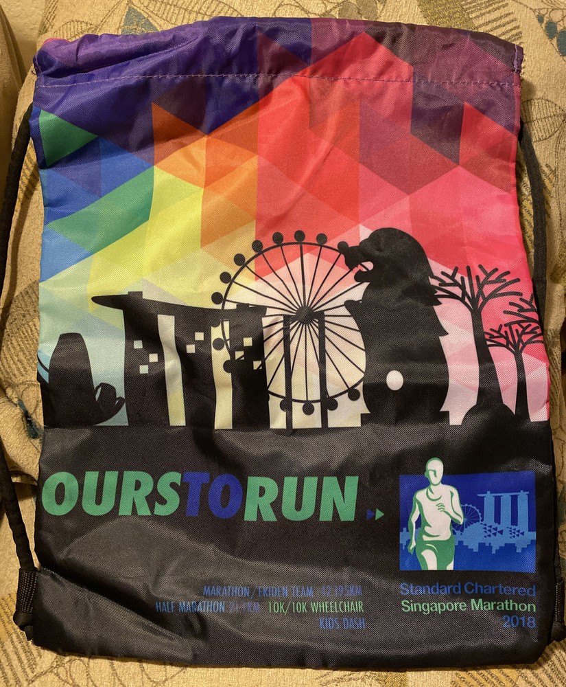 NWT 2018 Singapore Marathon Drawstring Bag Backpack