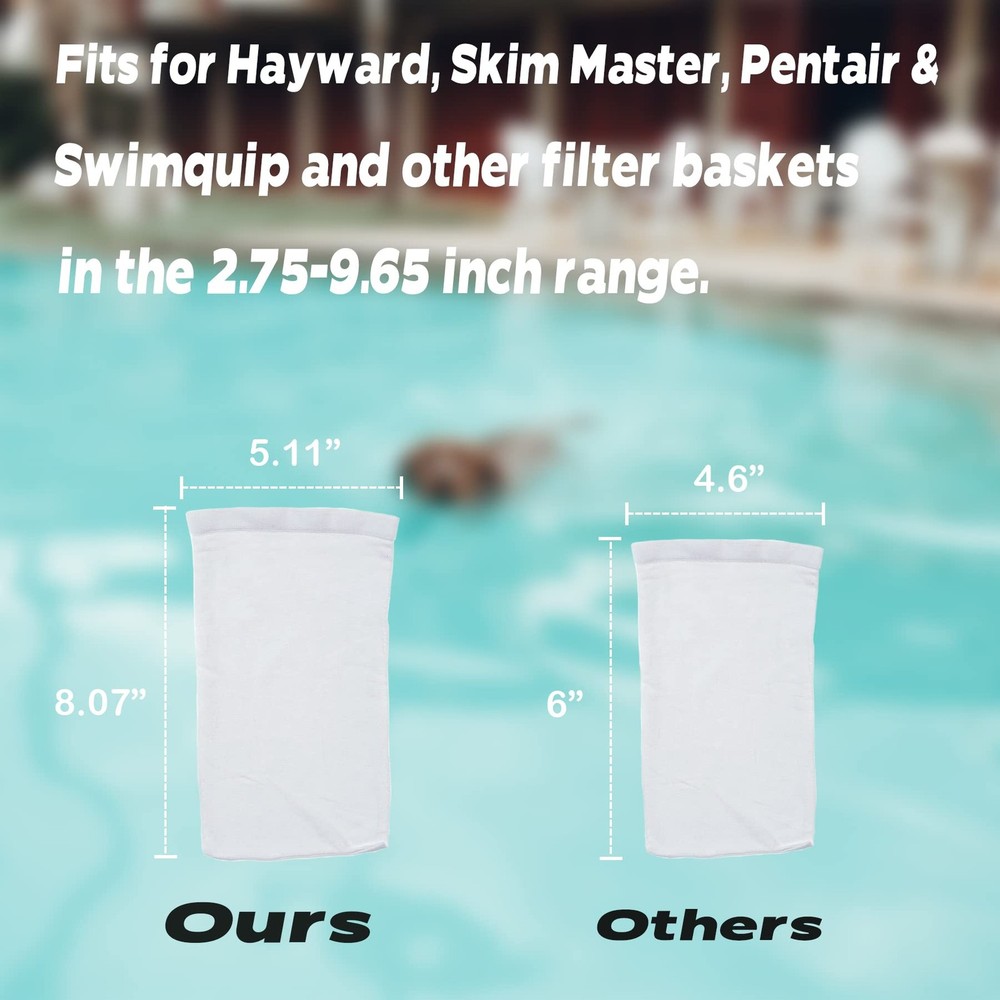 30Pack Pool Skimmer Filter Socks Fine Mesh Basket Protector Liners PreFilter