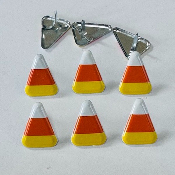 LARGE CANDY CORN SCRAPBOOKING DECORATIVE BRADS EYELET OUTLET 8 PCS