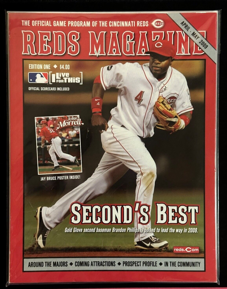 Brandon Phillips Reds Magazine / Program April May 2009 w/ Jay Bruce Poster