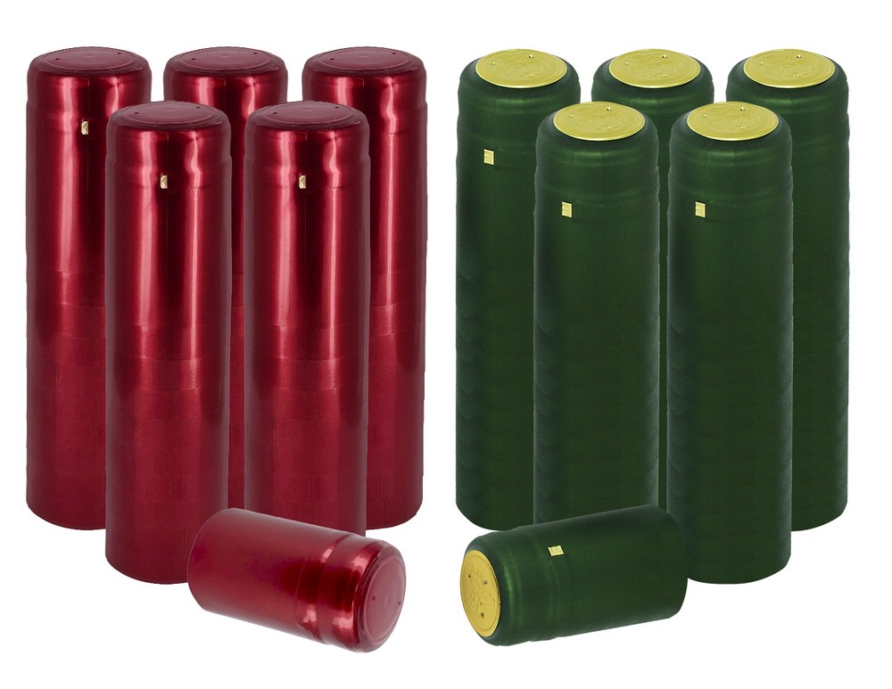 Home Brew Ohio Holiday PVC Pack For Wine Bottles - 50 each, Metallic Green & Red
