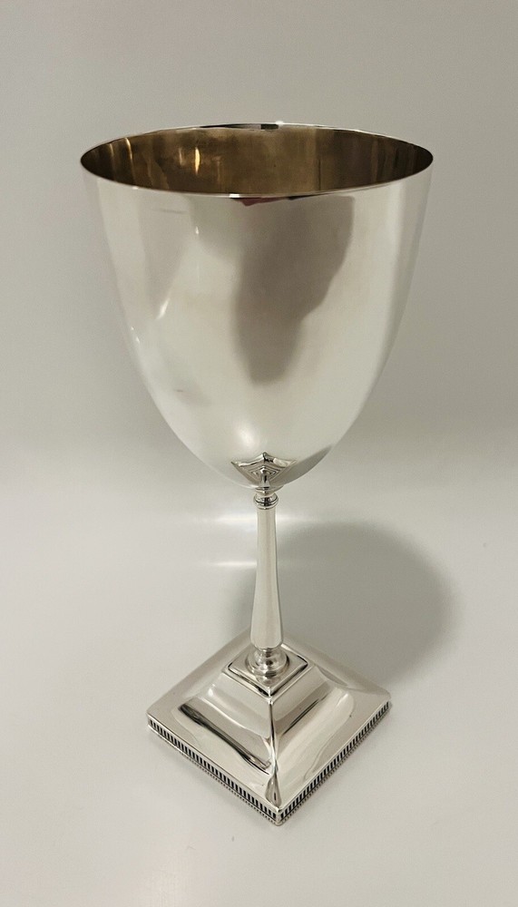 Antique Large Solid Silver Goblet Cup 19cm Tall Rare Design