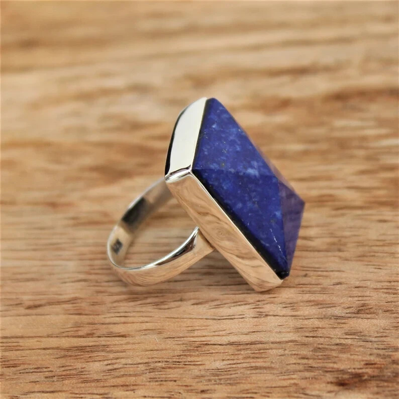 Lapis Lazuli Ring 925 Sterling Silver Handmade-Statement Popular Ring All Size