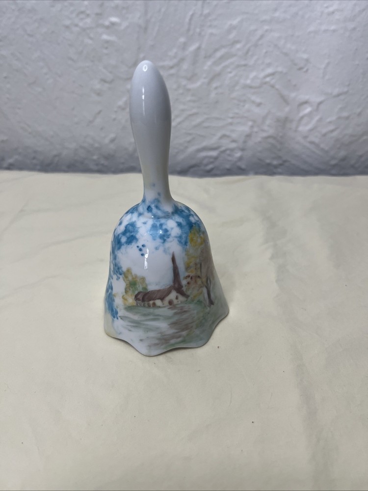 Vintage Bell Hand Painted with Chapel and Trees