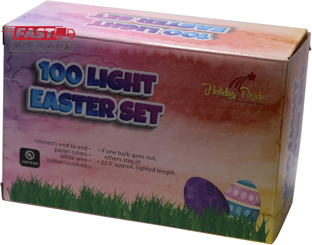 Holiday Pride Easter String Lights - 100 Count Mini Easter Lights String on Whit
