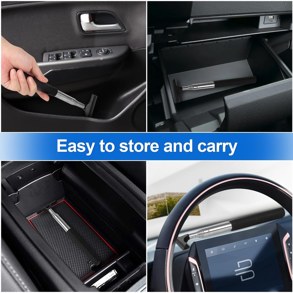 2 Pcs Car Mirror Wiper, 38.6in Handle Side Squeegee, Black