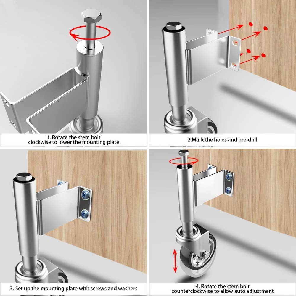 Spring Loaded Gate Casters 4” Heavy Duty Gate Caster Wheels with Hardware