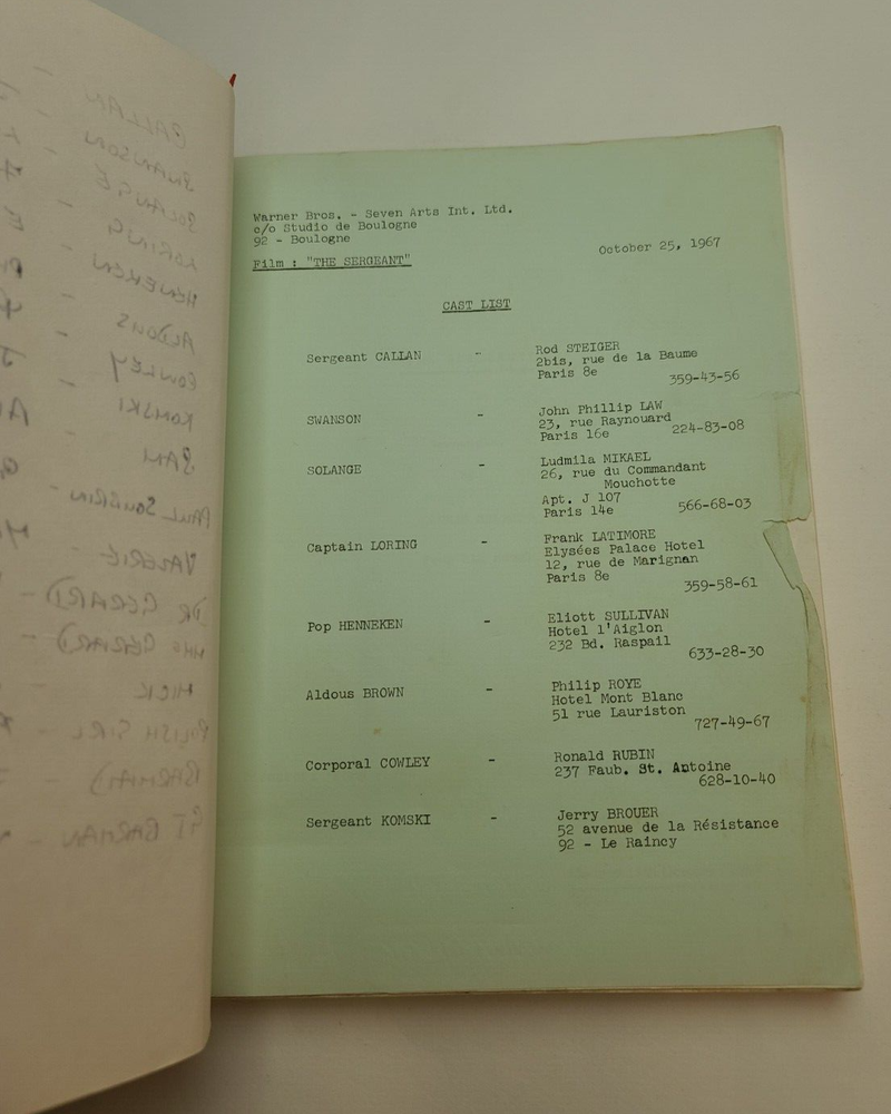 THE SERGEANT / Dennis Murphy 1967 Screenplay, Rod Steiger drama