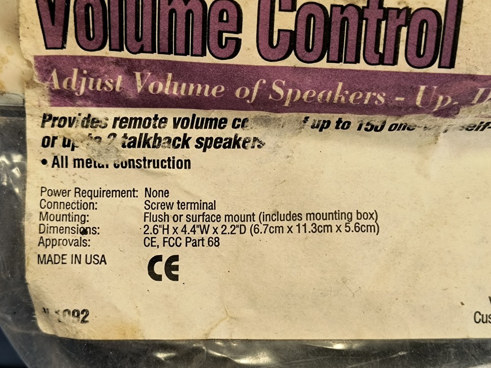 Valcom V-1092 Volume Control NOS Entry Phone Intercom Telephone