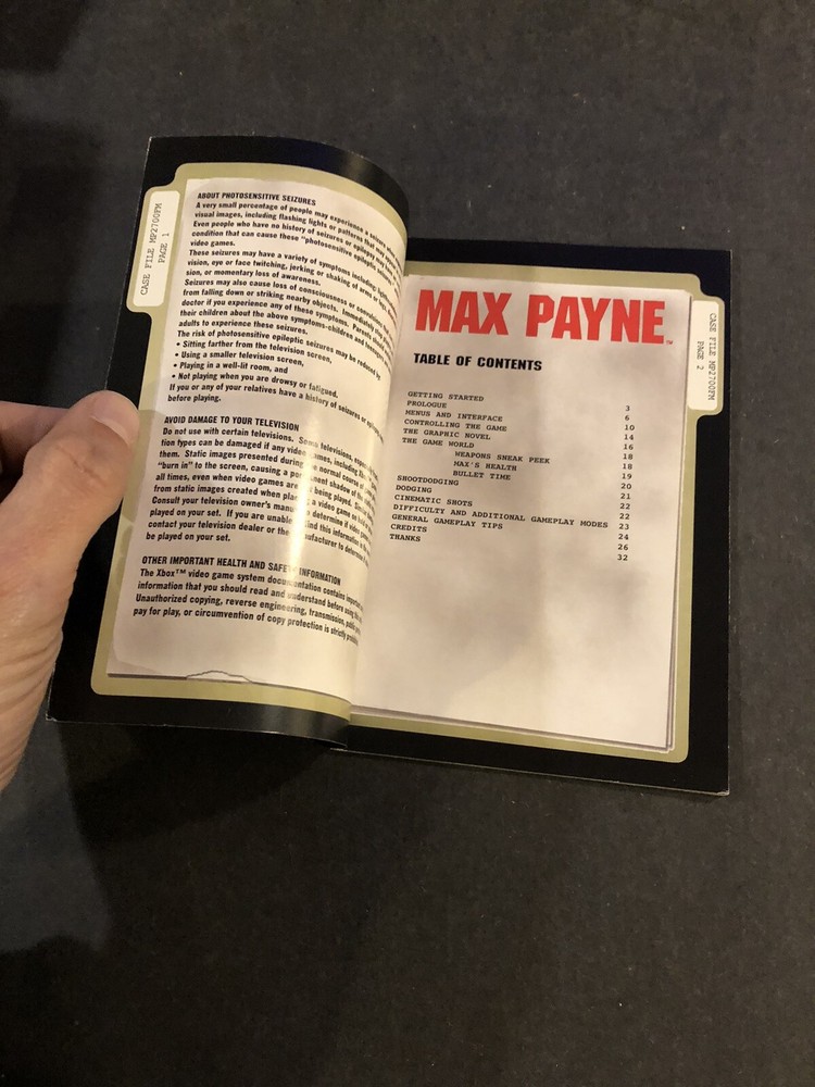 max payne xbox Manual Only