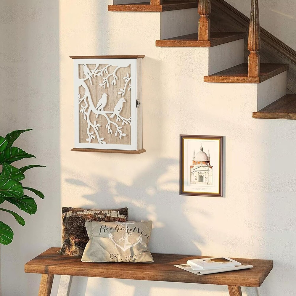 Key Holder for Wall Mount, Hooks Hanging Rack white