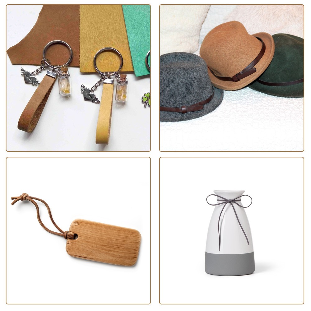 Faux Leather Straps Strip Leather String 1cm/0.4" Width, Black,2pcs