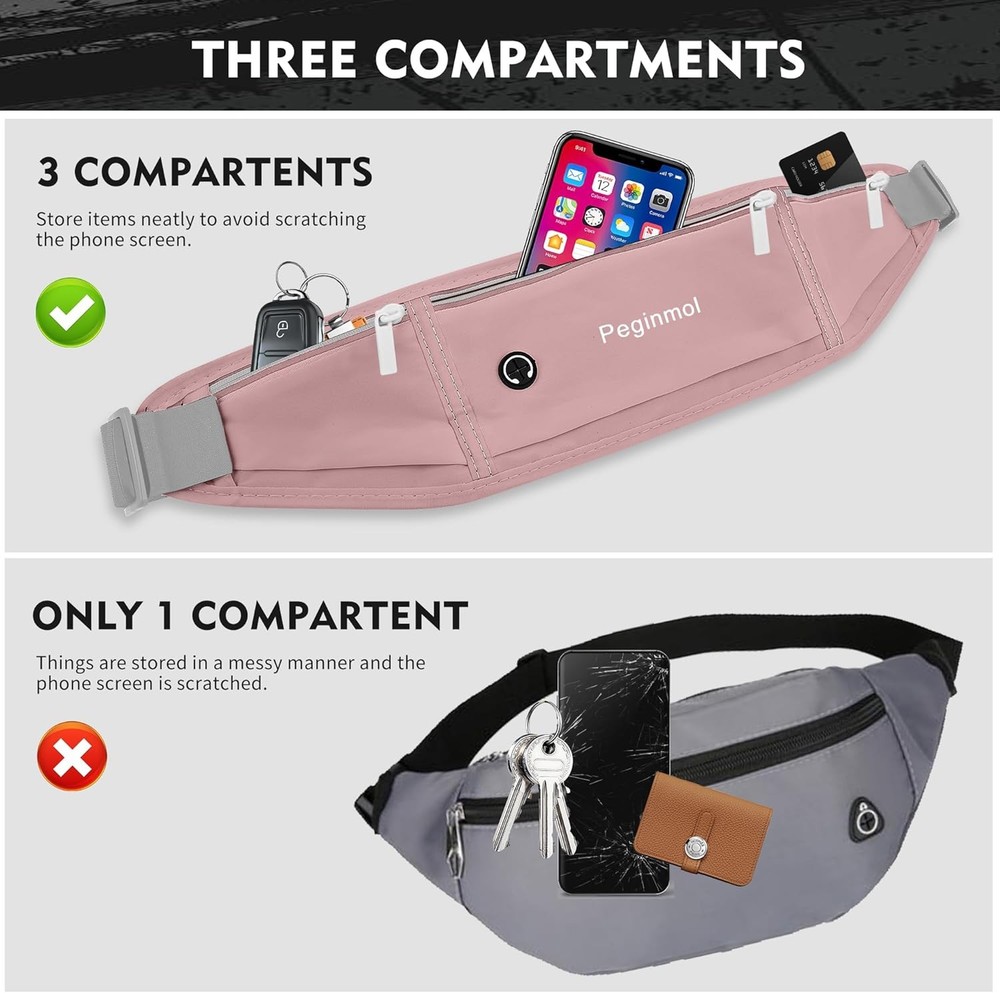 Slim waterproof running waist pack belt