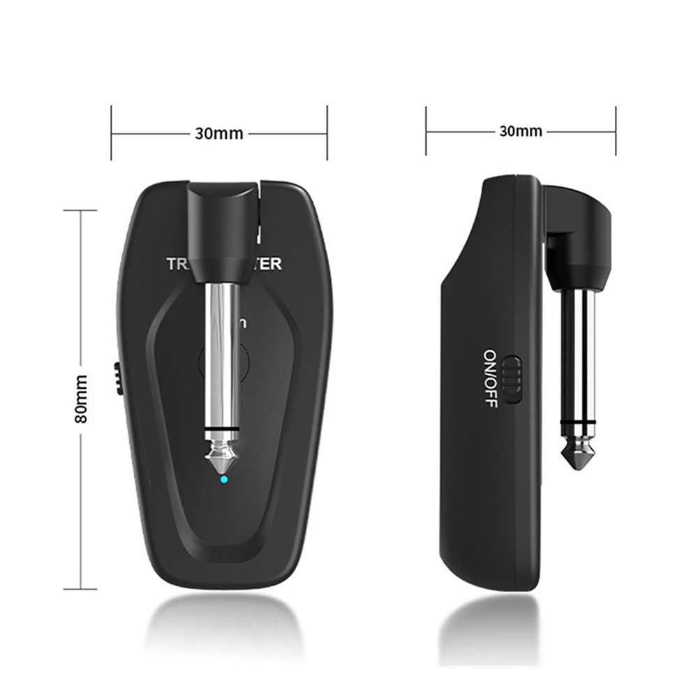 Black UHF Wireless Guitar System Rechargeable Transmitter Receiver Accessories