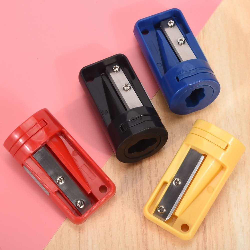 Carpenter Pencil Sharpener- 4 Pack Manual Pencil Sharpener for Flat Carpenter...