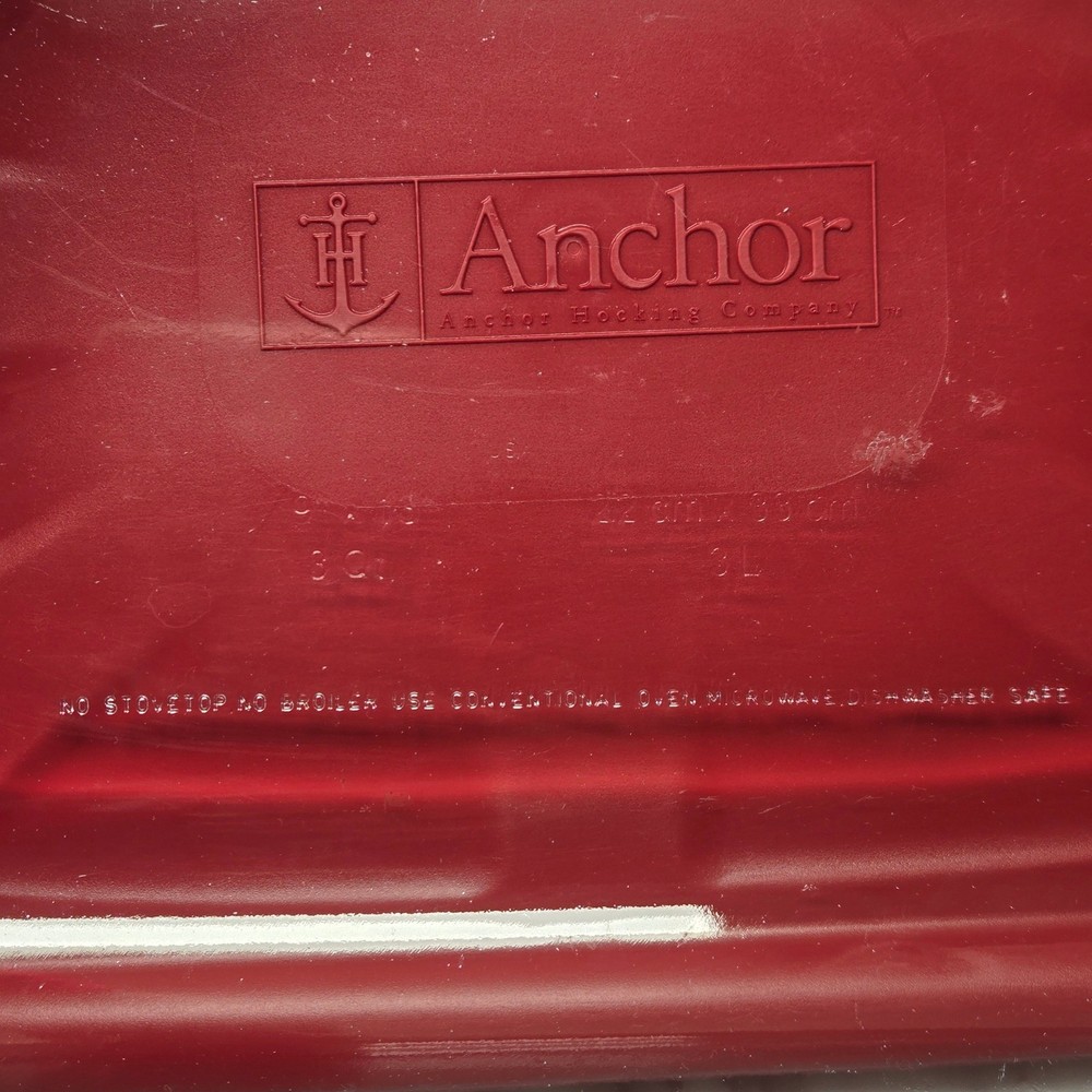 Anchor Hocking Glass Bakeware Set 2 Piece Rectangular Baking Dishes w/ Red Lids