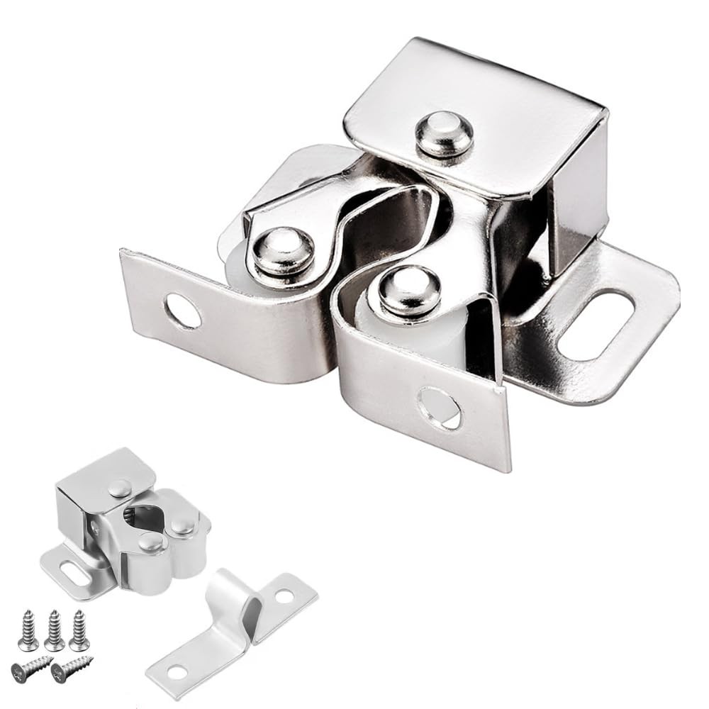 6 Pack Cabinet Latch - Double Roller Catch Hardware for Cupboard Closet Kitch...