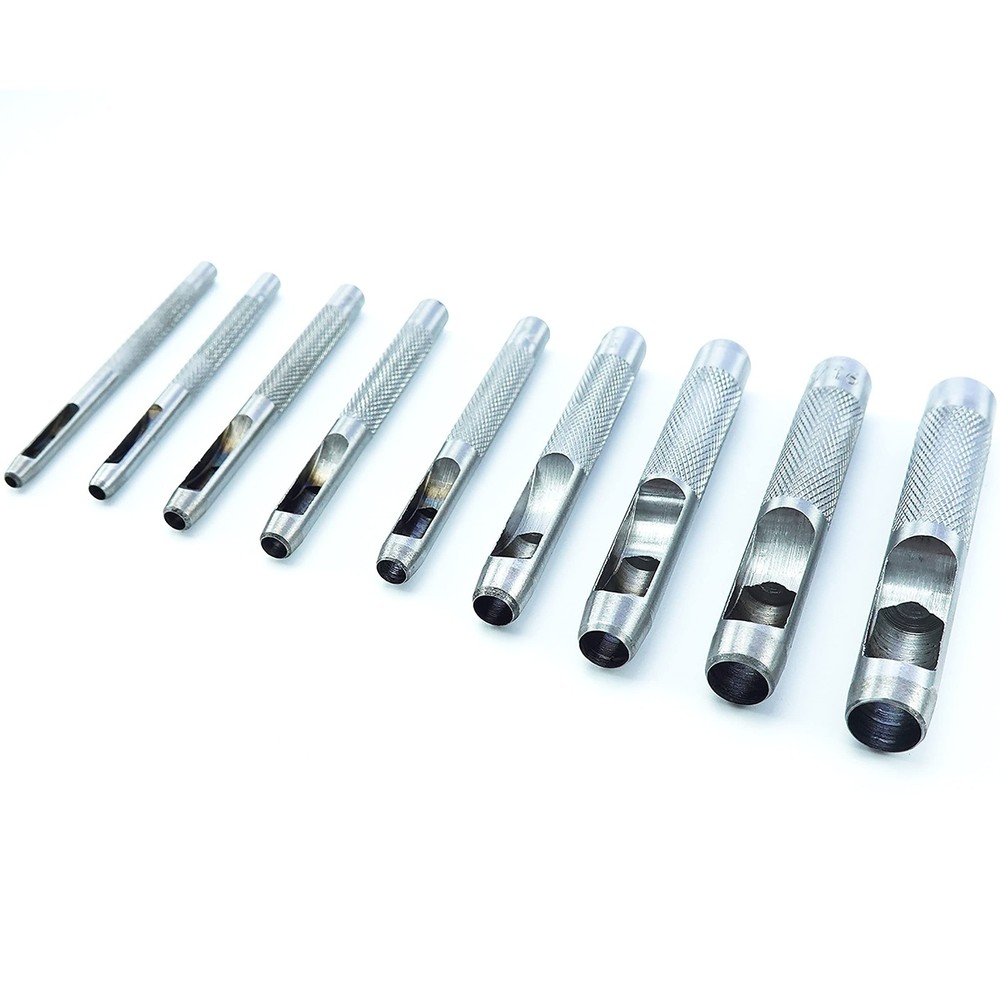 Leather Working Tools 9 Set - Leather Hole Punch for Belts, Plastic, Rubber, ...