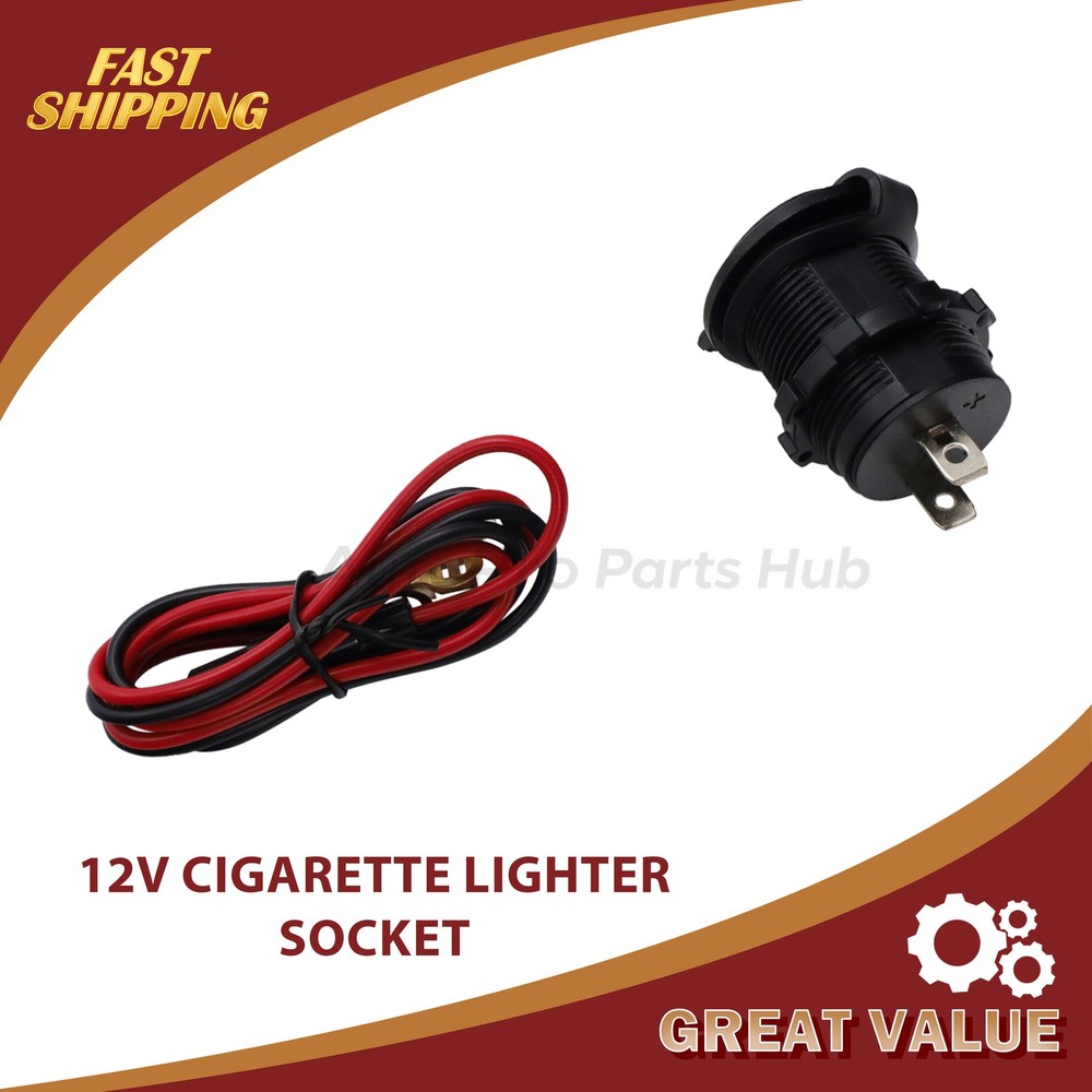 12V Cigarette Lighter Socket Power Outlet Socket Receptacle ATV Motorcycle Car