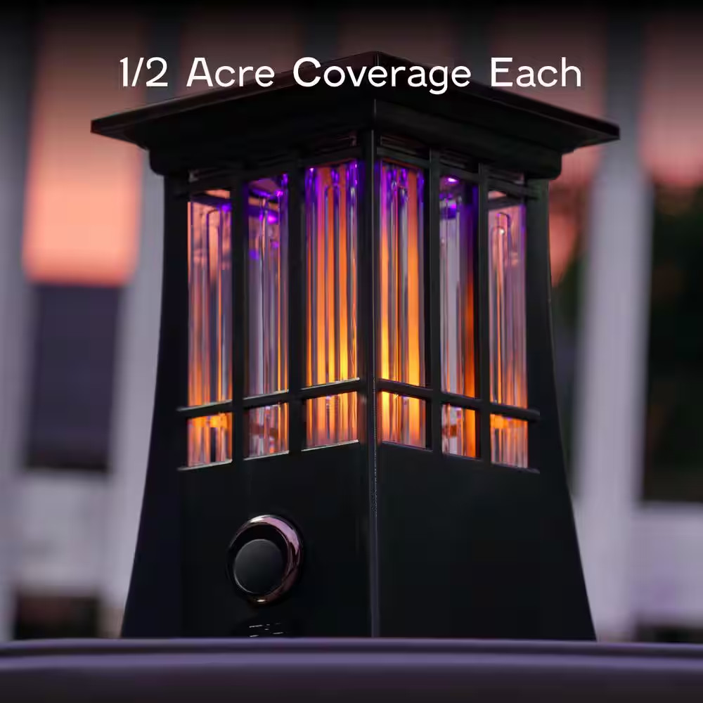 Solar Patio Lantern Bug Zapper, 1/2 Acre Coverage, Led Flame Effect