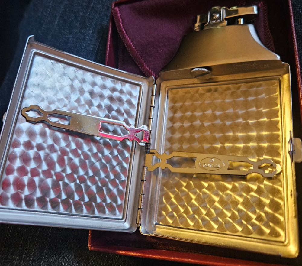 Vintage Ronson Mastercase Lighter & Cigarette Case – Chrome Art Deco Design WOW
