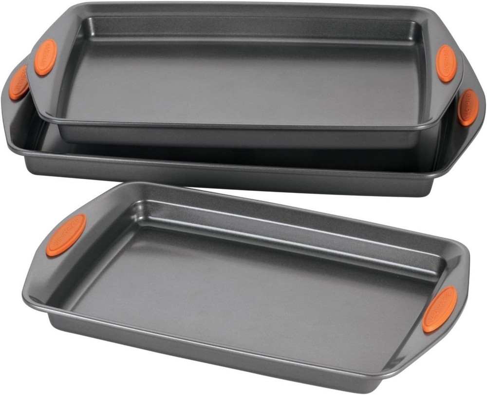 Nonstick Bakeware Set with Grips, Nonstick Cookie Sheets / Baking Sheets - 3 Pie