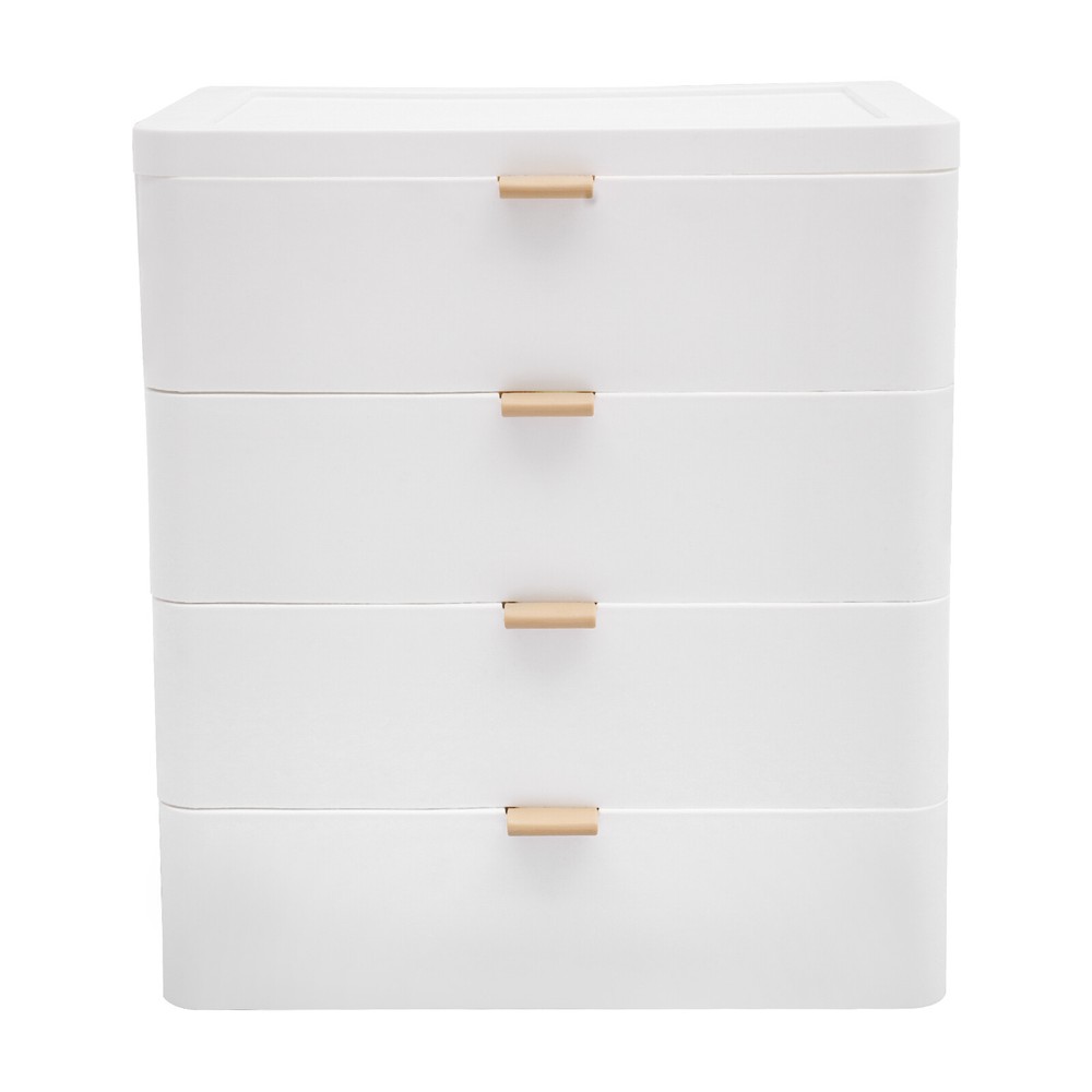 Stylish White Desk Organizer with 4 Drawers - Space-Saving Storage Solution