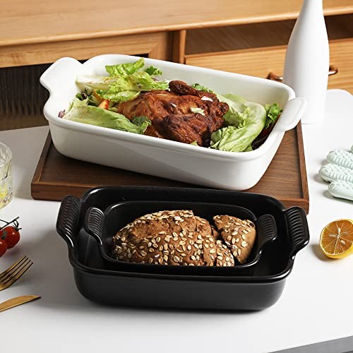 Baking Pans Set, Ceramic 9x13 Baking Dish with White Smooth baking dish set