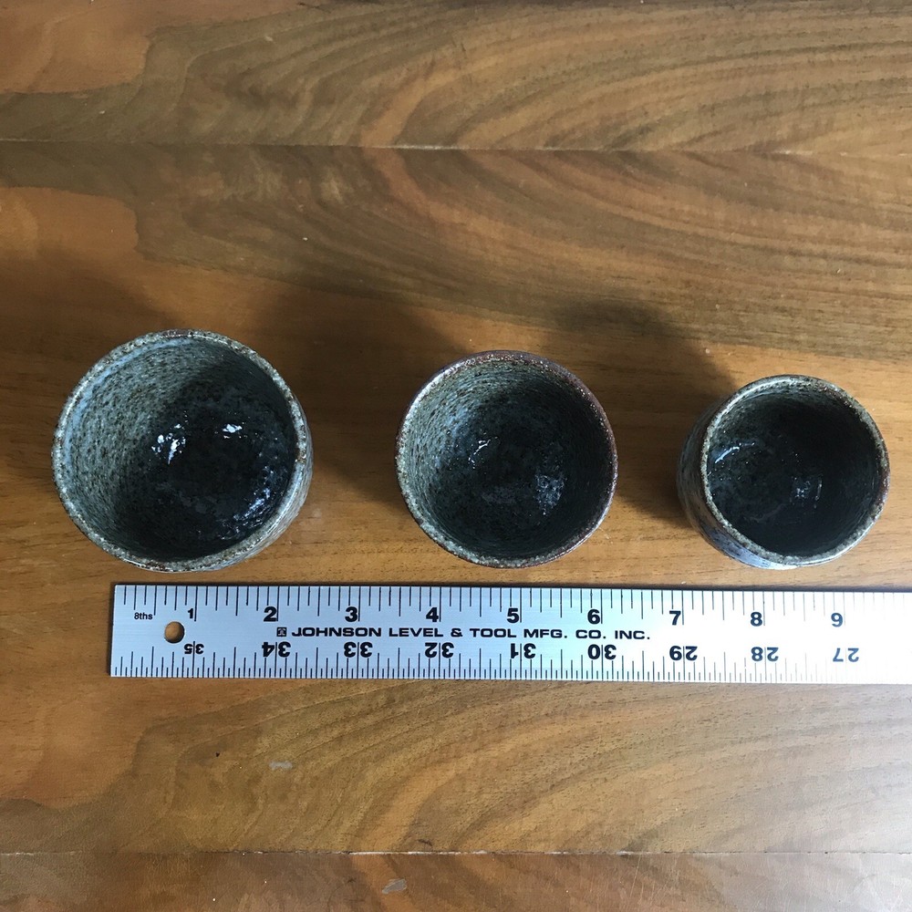 Japanese Style Studio Pottery Glazed Nesting Cups