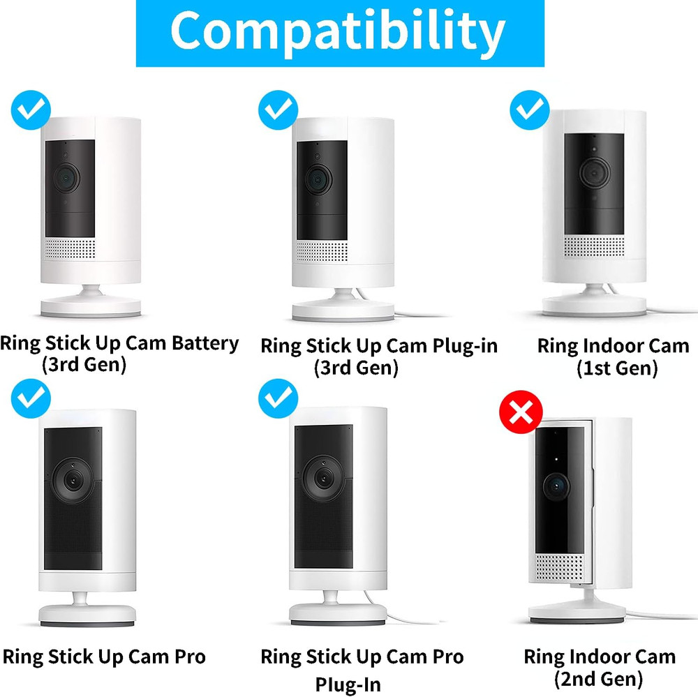 2 Pack Adjustable Ceiling Wall Mount Kit for Plug-In Ring HD Security Camera&Sti