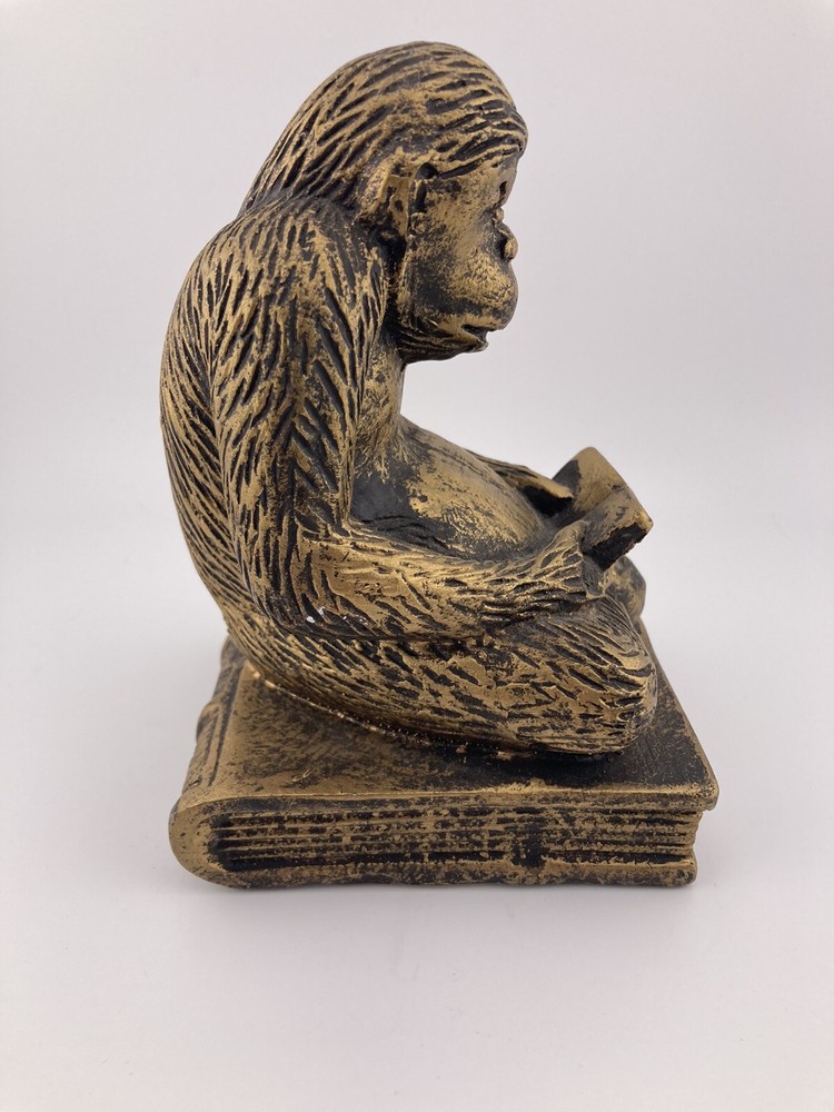 Vintage Ceramic Monkey Reading a Book Single Bookend Statue