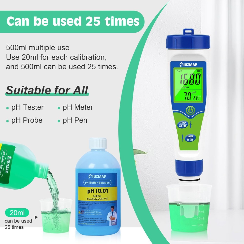 UIUZMAR pH Meter for Water Hydroponics and Calibration Solution