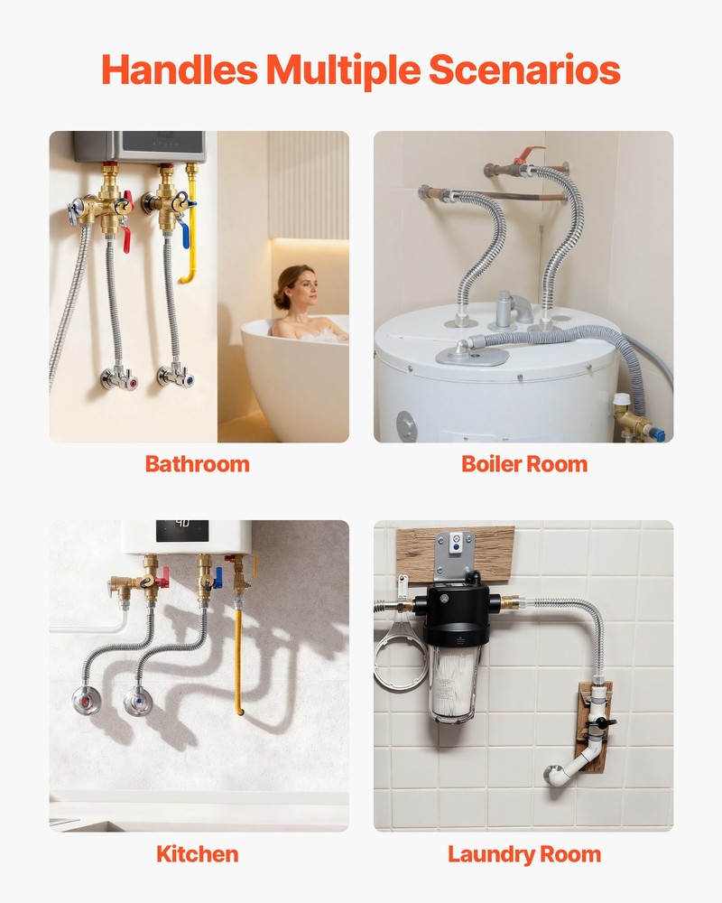 VEVOR Water Heater Kit 18 Inch Length Water Heater Flex Connector for Kitchen