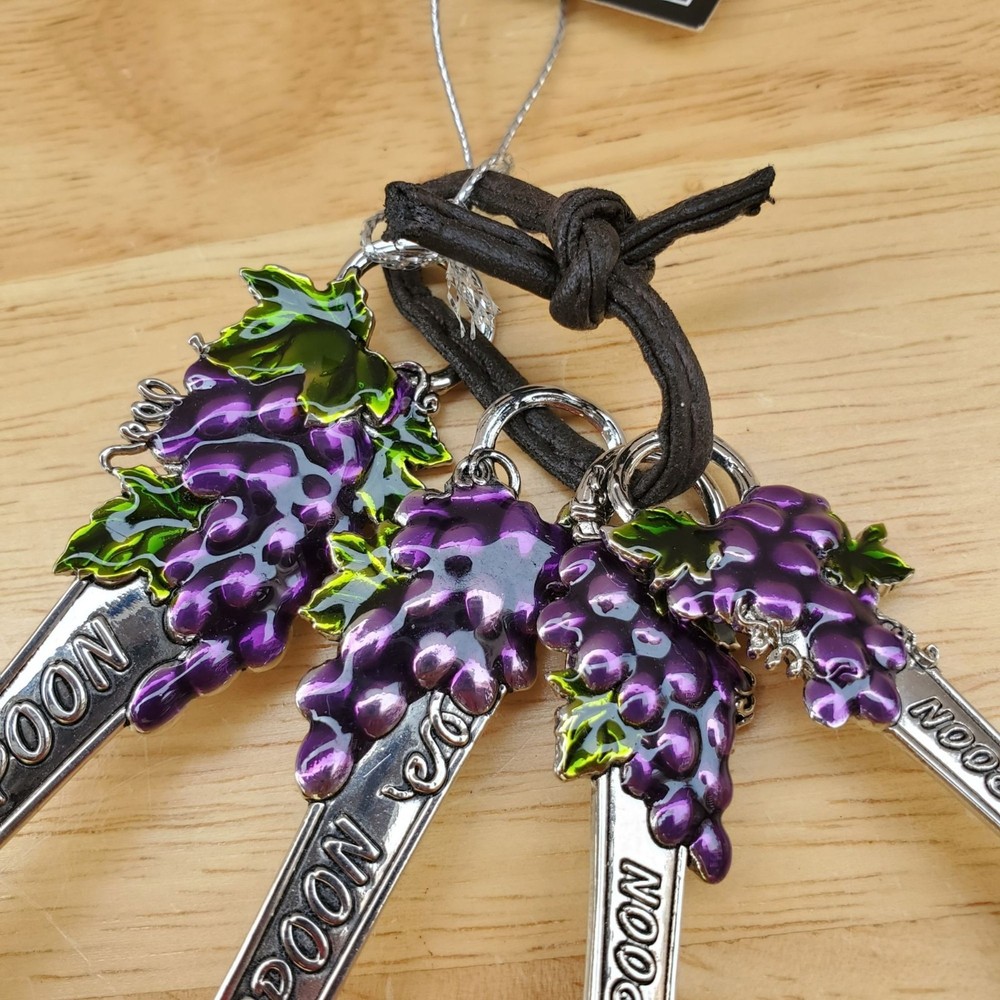 Decorative Grape Cluster Measuring Spoons Set With Whimsical Kitchen Charm