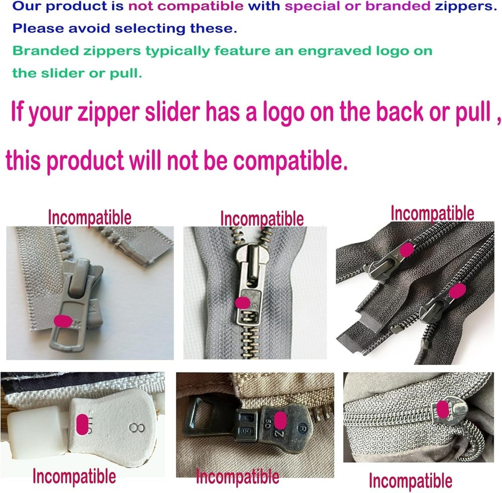 12 Pcs Zipper Pull Replacement 5 Zippers Repair Kit Lockable Sliders, Bottom ...