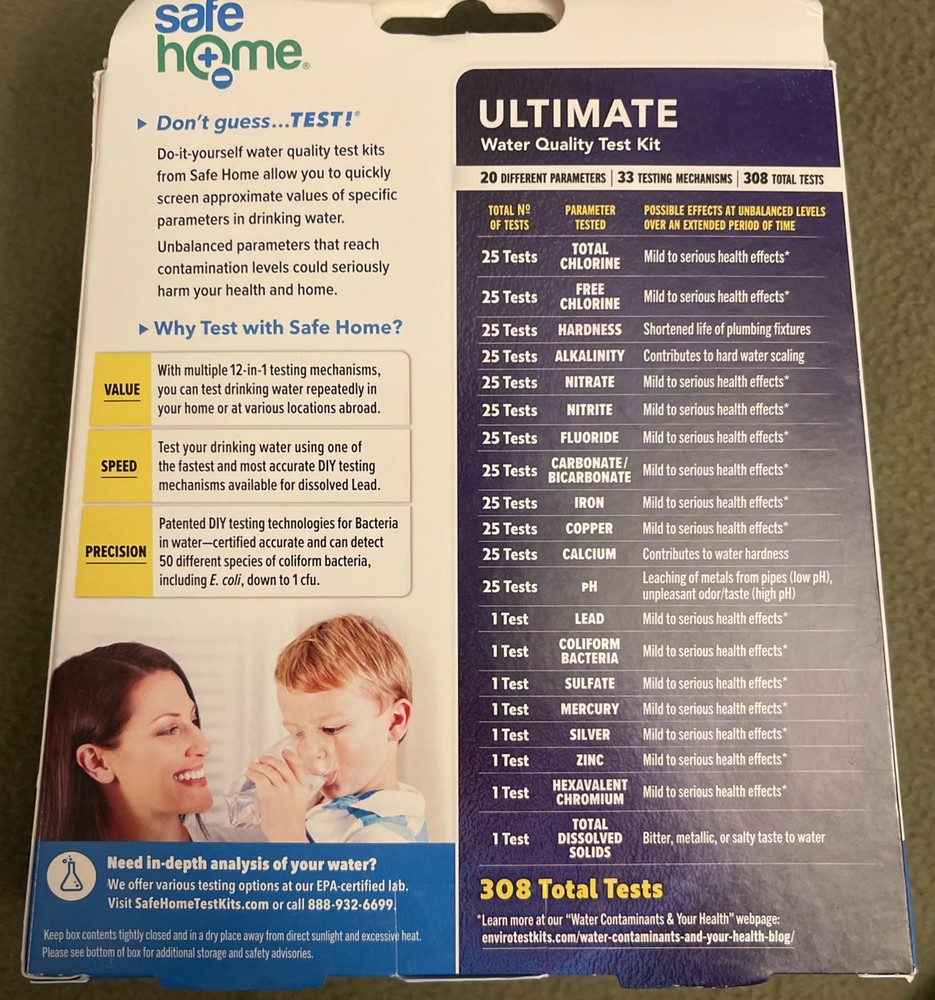 Safe Home Ultimate Water Quality Test Kit, Test For 20 Parameters 308 Total Test