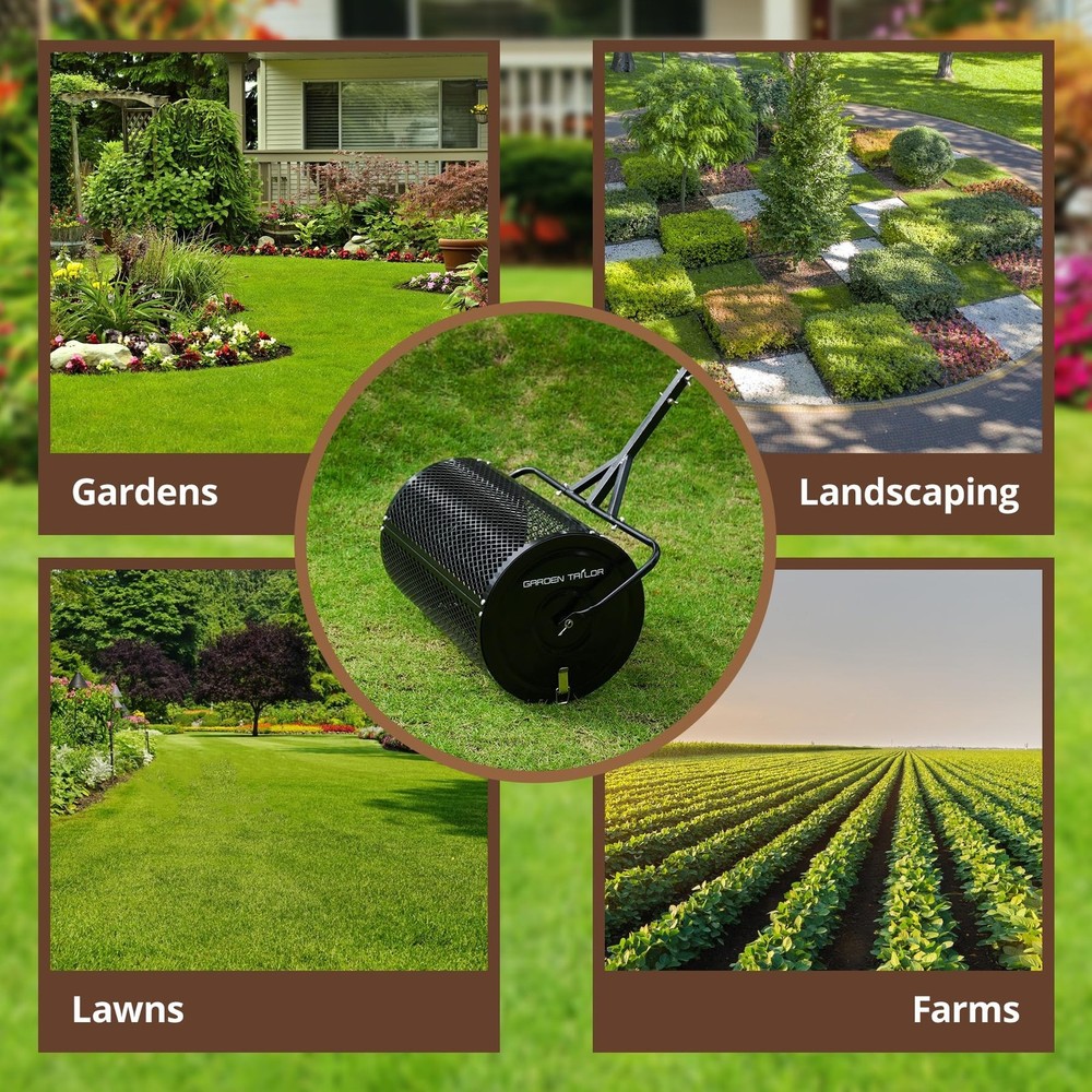 Compost Spreader 24 Inch Peat Moss Spreader with Installation Support Accesso...