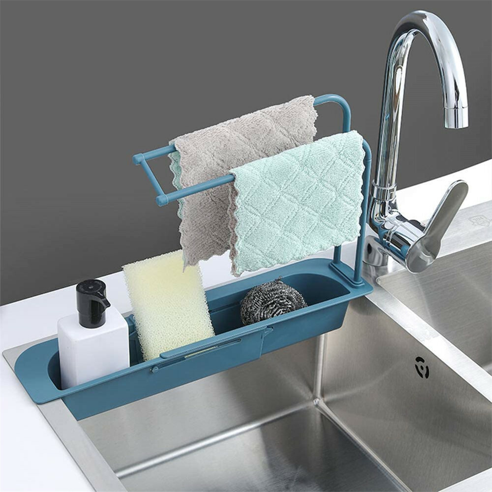 Sink Rack Telescopic Holder Expandable Storage Drain Kitchen Shelf Sponge Basket