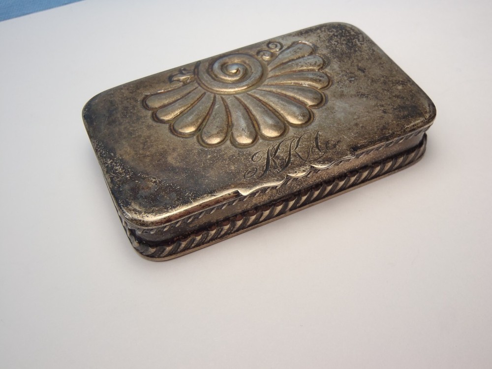 Antique 1892 Howard Co Sterling Silver 2 Compartment Stamp Box