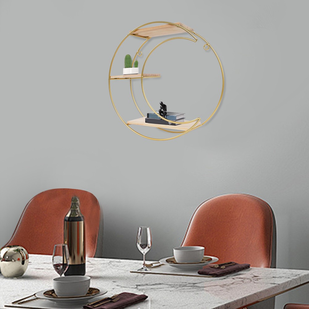 3-tier Round+ Moon Storage Display Rack Storage Display Rack Wall Mounted Shelf