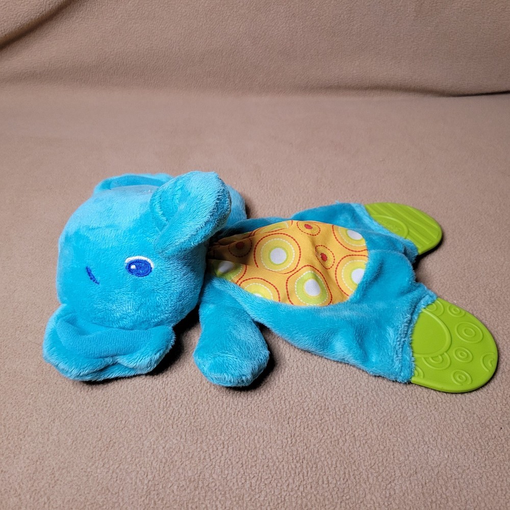 Bright Starts Plush Blue Elephant Teether, Crinkles Toy