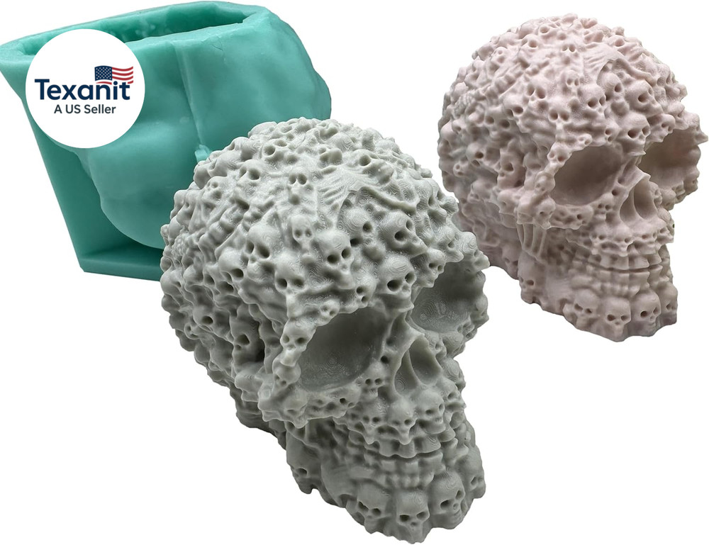 3D Skull Skeleton Silicone Candle Mold,Halloween Decorations Plaster Epoxy Resin