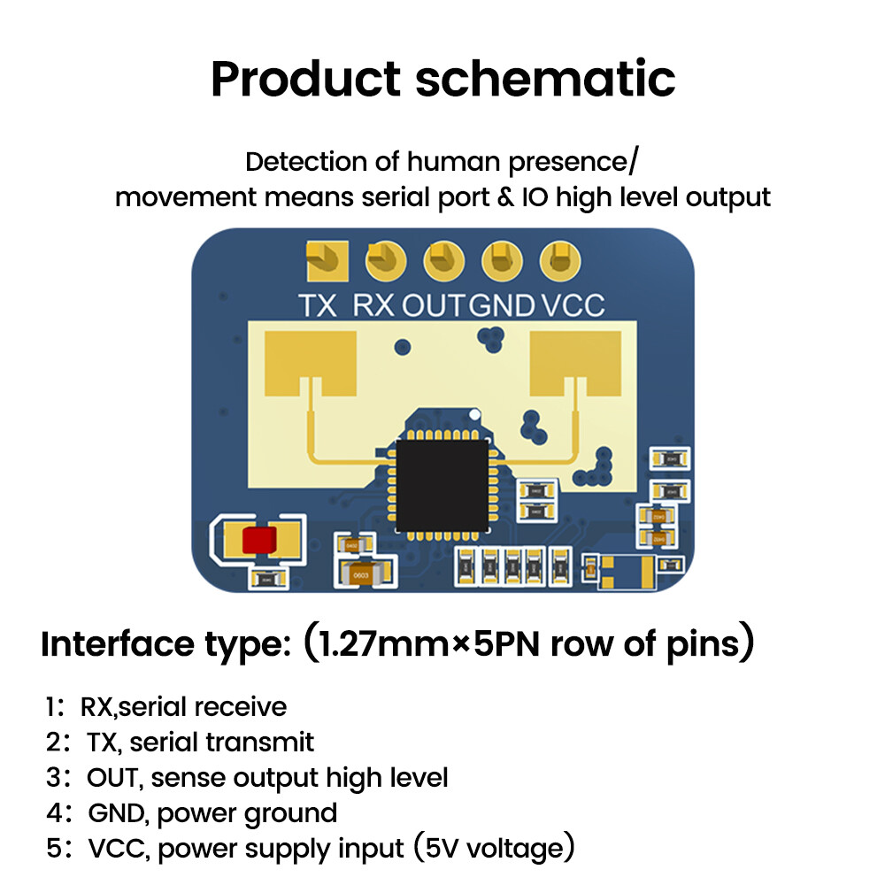 HLK-LD2410C DC5V 24G Human Presence Status Radar Sensor Motion Detection Module