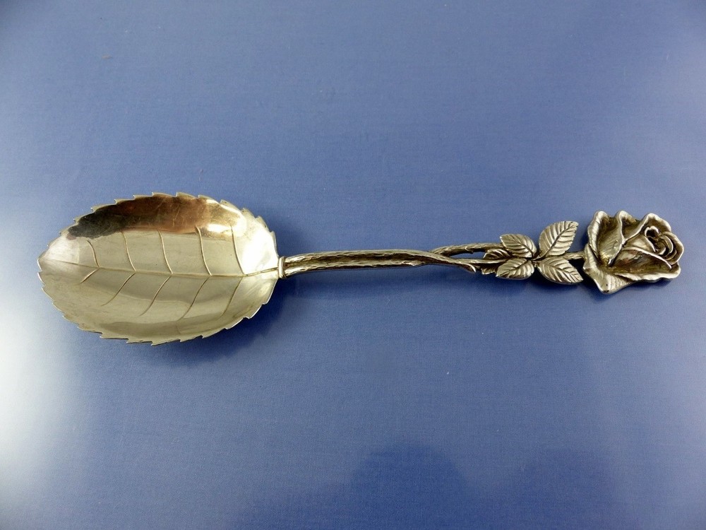 unknown ROSE HANDLE SERVING SPOON 800 SILVER BY CW