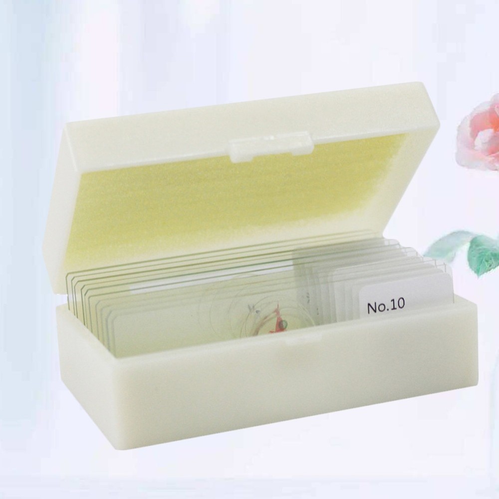 10 PCS/Set Specimen Slides for Microscope and Coverslips Concave